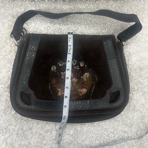 Cartier Dark Brown Suede and Python Marcello de Cartier Saddle Bag - Picture 8 of 12